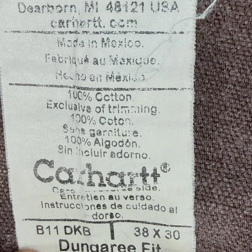 Vintage Carhartt Carpenter Pants Men 38X28 Dark Brown Dungaree Fit B11 DKB Work